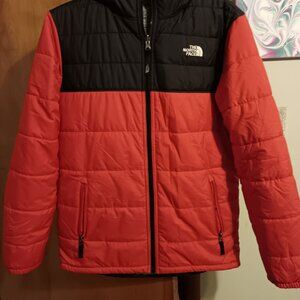 The North Face Puffer Jacket Size XL Boys Youth Red Black Reversible